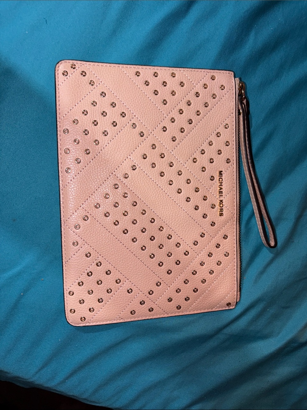 Michael Kors Blush Pink Studded Leather Wristlet